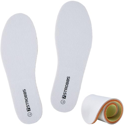 7STROBBS Memory Foam Insoles for Double Sided, 7MM Thick Inner Soles for Men Women, Comfort Cushion Shoe Inserts for Trainer, Work Boots, Walking Shoes White UK 11
