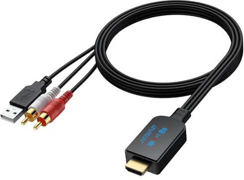 AUTOUTLET Convertitore Audio eARC/ARC a RCA,192KHz/24bit Estrattore Audio HDMI eARC/ARC Supporta CEC e PCM 2.0 per TV, Soundbar, Altoparlanti e Home Theater,Cavo Integrato da 150 cm