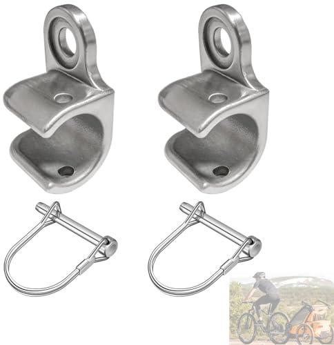 Gancio per rimorchio bicicletta, 2 unità, gancio per bicicletta, con perno di sicurezza, per rimorchi per cani, rimorchi per biciclette, colore argento