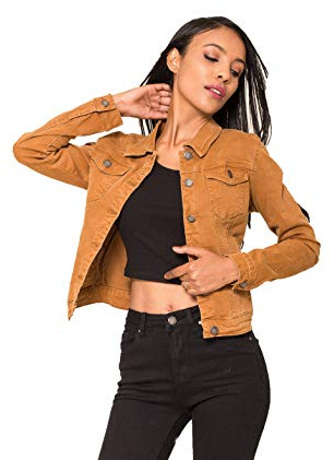 Crazy Age Veste en jean Blazer mi-saison pour femme, camel, M