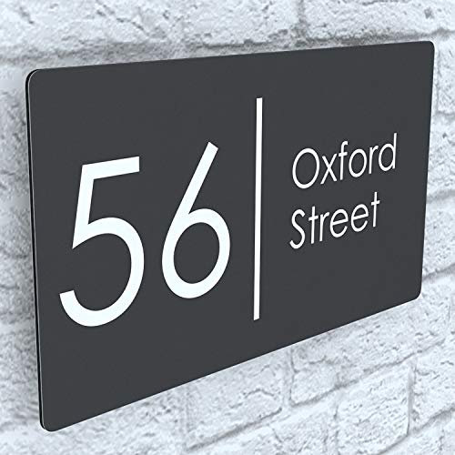 K Smart Sign | Exalted | EXA4-C-H2-27W-A | Composite Aluminium Anthracite Gray Floating House Sign Plaque Number | 280mm x 160mm