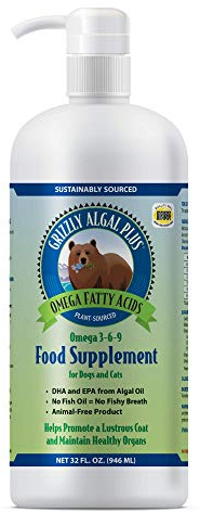 Grizzly Pet Products Algal Plus Omega 3-6-9 Food Supplement for Dogs and Cats, 32 Ounce Bottle