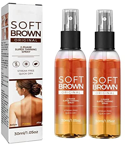 Soft Brown Tanning Spray,Tanning Spray for Out- Door Sun,Deep Sun Tanning Spray Oil, Packed with Ultra Moisturizing Oil, Tanning Spray with Bronzer, Self Tanning Spray (2pcs)