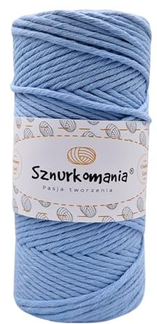 Hilo de macramé 3mm 100m 1ply, hilo de algodón, cordón de algodón 3mm, cordón de macramé, cordón de macramé, cordón de algodón, cordón de macramé, cuerda de algodón, crochet (Azul claro)