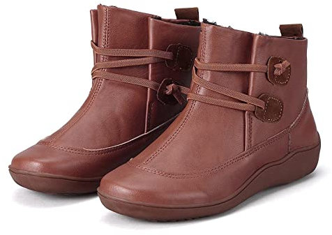 Generisch Stivali da donna neri medievali, con chiusura lampo, comodi, da cowboy, da donna, colore nero, elegante, da sposa, comodi, in gomma, marrone, 37 EU