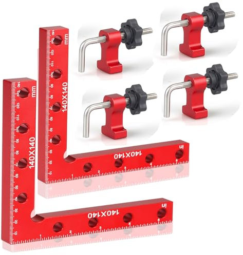 140 * 140mm Morsetti Angolari a 90° - Angolo di Serraggio Angolare di Tipo L,Morsetto Squadra di Posizionamento a 90 Gradi,Squadra di Posizionamento in Lega di Alluminio,per Cornice,Armadi,Cassetti