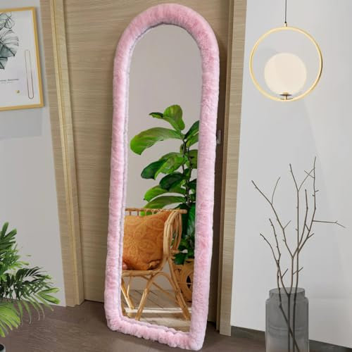 UYRIE Flauschige Spiegelrahmen-Abdeckung | Dehnbare Plüsch-Kante für Rundbogen- & Ganzkörperspiegel bis 162x53 cm | 8 Farben, rutschfest, schnell montiert (Spiegel Nicht dabei)