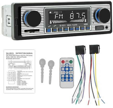 Classic 7 Single Din Car Radio,Bluetooth Car Stereo, FM Radio,Car Audio Receiver, Voice Control,Hands-Free Calling, Built-in Microphone,USB/SD/AUX,Support MP3/WMA/WAV, Dual.Car Multimedia Player