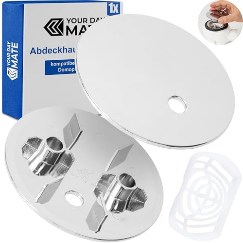 Juego de tapa con filtro de pelo para desagüe de ducha, Ø 90 mm, compatible con desagüe Viega Domoplex, tapa ABS ASA cromada, inserto de filtro de pelo para ducha, tapa de desagüe de ducha