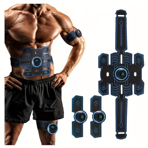 Electrostimulateur Musculaire, Ceinture Abdominale Electrostimulation, 8 Modes et 19 Intensités,Rechargeable par USB, Ceinture Musculation Electrostimulation pour Abdos/Bras/Jambes/Fesses