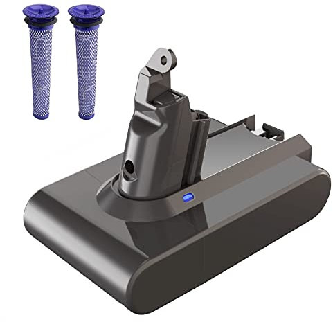 6000mAh Akku für Dyson V6 Ersatzakku für DC62 DC58 DC59 DC61 DC72 DC74 SV03 SV05 SV06 SV07 SV09 Staubsauger Batterie 6.0Ah mit 2 Filtern