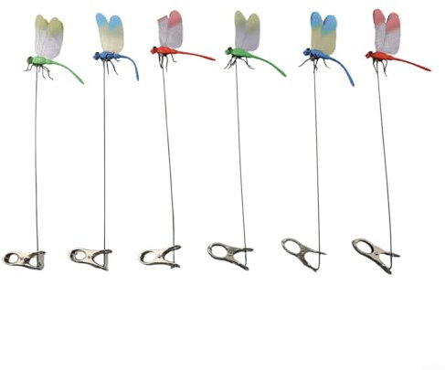 Besttoolifes Lot de 3 piquets décoratifs de jardin en forme de libellule en PVC imperméable avec clips d'ailes pour extérieur, terrasse, cour, décoration de plantes - Bleu, vert, rouge (6 pièces)