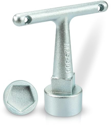 Methuker Folding Water Meter Key & Curb Stop Tool - Universal Pentagonal Wrench for Utility Box Covers and Water Meter Access
