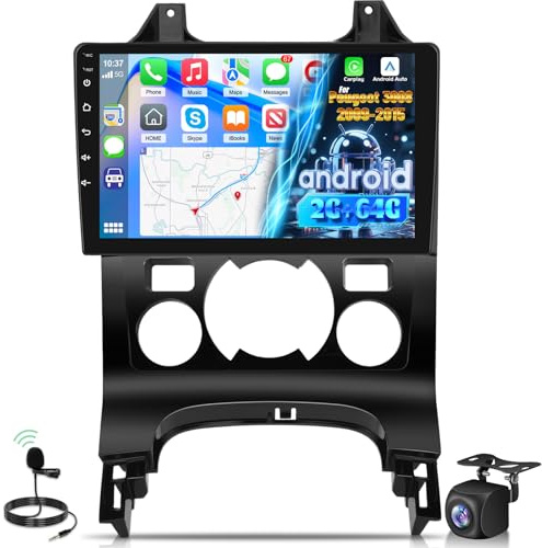 Radio de Coche para Peugeot 3008 2009-2015, [2G+64G] Estéreo de Coche con 9 Pulgadas Pantalla Táctil Android con Wireless Carplay y Android Auto/Bluetooth/WiFi/Bluetooth/EQ/FM RDS Radio