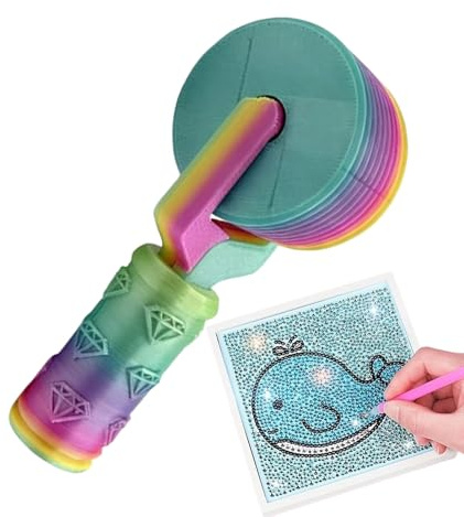 Rouleau de peinture diamant - Rouleau peint en diamant - Impression 3D - Pour broderie de strass - Prise en main facile - Amovible à la main