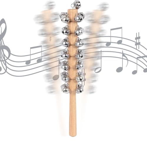 Jsnwernb Bâton à Grelots, Jouet Musical De Percussion De 30 Centimètres, Cloche À Main avec Manche en Bois Et Son Musical, pour Garçons et Filles Salle de Classe Maternelle Éducation