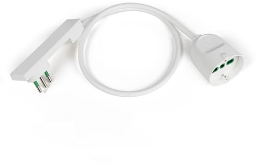 FANTON Prolunga Elettrica 1 m con Spina Italiana 10A Clock, Presa Bipasso Schuko 16A – Protezione Termica con Riarmo
