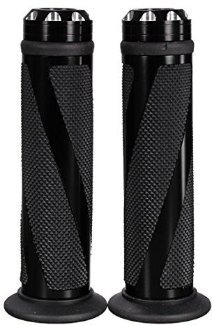 Alamor CNC Aluminium 7/8 Motorradlenker Gummi Hand Griffe-Schwarz