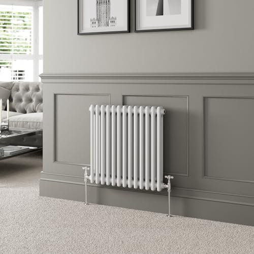 DuraTherm® 600 x 605mm White Traditional Horizontal Designer Radiator Double Column Colosseum Cast Iron Style Central Heating Panel Radiators Rad