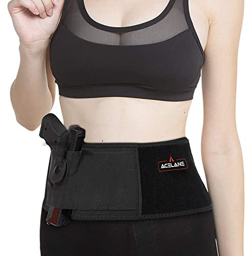 Acelane Belly Band Holster for Concealed Carry Gun Holster Tactical Elastic Waist Pistols Adjustable Belly Wrap Mag Pouch Fits Firearm Handgun Revolvers for Men & Women (Belly Up to 47'', Right Draw)