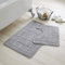 EHD Greek Design 2 Piece Bath Mat and Pedestal Mat Sets Non Slip Water Absorbent Regular Size Bathroom Rugs (Silver)