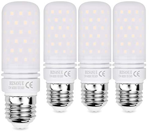 HZSANUE LED Lampen 15W, 120W Glühlampenäquivalent, 1700lm, 4000K Neutralweiß, E27 Edison Schraube, 4 Stück