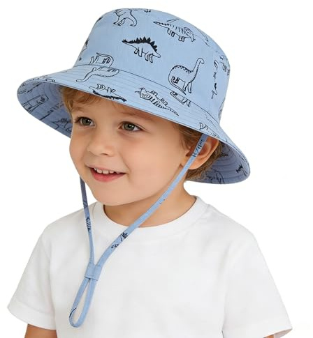 YMYDYFC Baby Sun Hat Toddler Summer UPF 50+ Sun Protection Baby Boy Hats Beach Hats Dinosaur Bucket for Baby Girl Adjustable Kid Cap 2-4 Years Blue