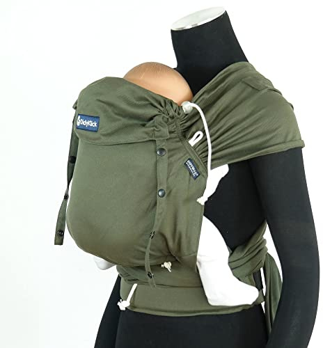 Didymos DidyKlick 4u Babytrage - Halfbuckle Tragehilfe Olive - für Babys und Kleinkinder von 3,5kg bis 20kg - ergonomische Sitzhaltung - Bauchtrage - Hüfttrage - Rückentrage