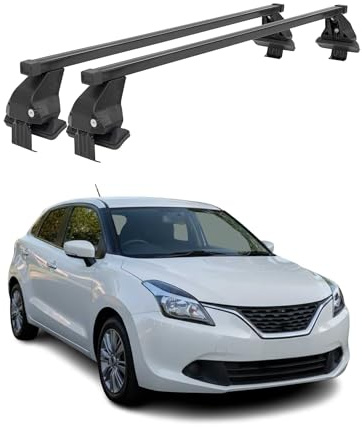 OMAC Barre trasversali in acciaio per Suzuki Baleno 2015-2019 Pre-FL - Antifurto Incluso - Testate City Crash - DIN 75302:2019 - ISO/passo 11154:2006 - Carico massimo 50 kg Nero