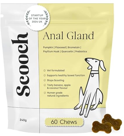 Scooch Anal Gland Supplement for Dogs 60 Chews (2-Month Supply) | Fibre & Pumpkin Support for Gut Health & Digestion | Relieves Scooting & Odour | Natural, Plant-Based, Vet-Formulated | For All Breeds