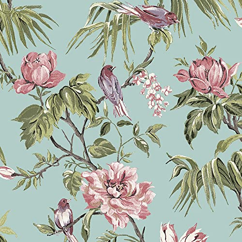 Next Graham & Brown Birds & Bloom Duck Egg Wallpaper 118254 - Paste The Wall