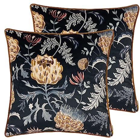 Evans Lichfield Chatsworth kronärtskocka sammet passpoal polyester fylld kudde – tvåpack