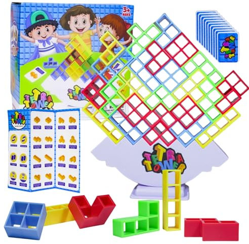 Stutfree 64pcs Tetra Tower Spiel, Tetris Balance Spielzeug Tower Game, Stapelspiel Spielzeug für Kinder, Tetris Tower Balance-Spiel, Stapelblöcke Balancing Spiel für Jungen und Mädchen ab Jahre 3+
