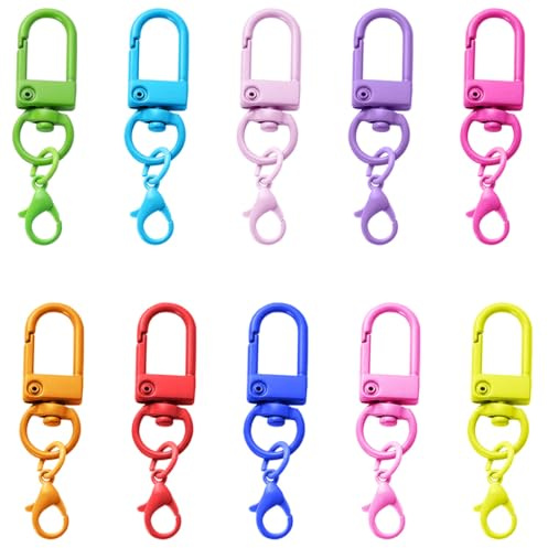 10 Pezzi Chiusure a Moschettone Girevoli, Moschettoni Colorati, Clip per Portachiavi, Moschettone Girevole in Metallo, per Chiavi, Accessori Fai da Te, Borse, Artigianato