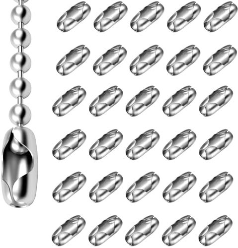30 Pcs Replacement Roller Blind Chain Connectors, 3.9mmStainless Steel Ball Chain Connectors Cord Roller, Vertical Roman Roller Connector Clips, Beaded Pull Chain Extension Matching Connectors