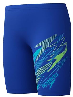 Speedo Bañador Jammer con logotipo de Medley para niños, color zafiro profundo/azul maya