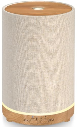 URPOWER 100ML Essential Oil Diffusers for Home with Linen Cover 7 Color Changing Lights, Timer & Auto-Off Scent Diffuser Oil Machine Humidifier Aromatherapy Air Diffusers for Bedroom, Office