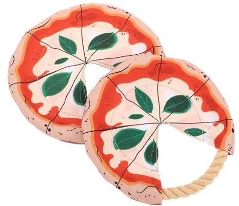 FUTUREORYY Dischi Volanti per Cani 2 Pezzi Disco Volante per Addestramento Cuccioli Giocattolo a Forma di Pizza Resistente ai Morsi in Corda di Cotone per Gioco Interattivo All’aperto