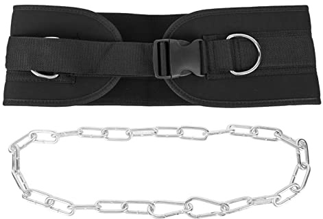 Cintura per dip regolabile per sollevamento pesi, cintura per dip resistente con catena e moschettone, cinghia in tessuto resistente per trazioni e tuffi allenamento per la forza,