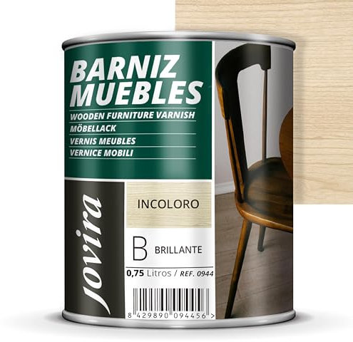 JOVIRA PINTURAS Barniz Muebles, excepcional dureza y resistencia al rayado para todo tipo de maderas (750 Mililitros, Brillante)