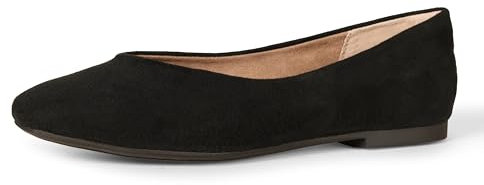 Amazon Essentials Women's Comfortable Square-Toe Slip-On Ballet Flat, Black, 7 UK