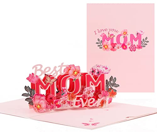 DEESOSPRO® Biglietto per la Festa Della Mamma, Biglietto di Compleanno per Mamma, Biglietto di Auguri Pop Up 3D per il Compleanno Della Mamma, Busta Inclusa