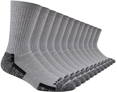 Heatuff Mens Crew Socks Moisture Wicking Max Cushion Athletic Work Socks for men (6 Pairs)