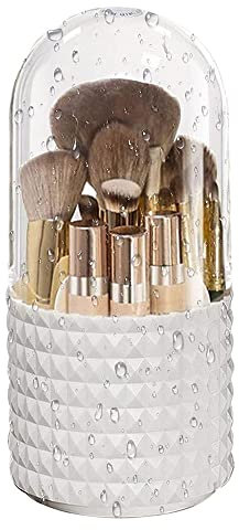 eKsdf Pinsel Aufbewahrung mit Deckel Kosmetikorganizer 360 °Drehbarer Pinselhalter Schmink Make-up Organizer Staubdichtem für Waschtisch Badezimmer Schreibtisch Arbeitsplatte
