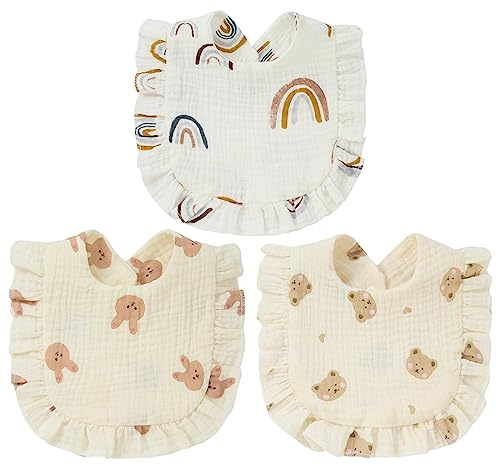 LdawyDE Bavaglini Neonato 3 Cotone Bavaglino Neonato Assorbenti Svezzamento Dentizione Neonati Bavette Neonato 6 9 mesi