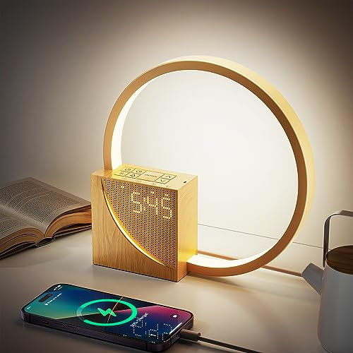 INSSISAIN Sunrise Alarm Clock,Wake-up Light,with 2 Alarms,10 Natural Sounds with 12 Volumes,9Min Snooze,Bedroom Night Lamp,Time Screen Adjustable (Wood Color 1)
