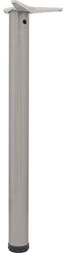 camar Tischfuß verstellbar 690-720mm rund ø 60mm, Metall Tischbein höhenverstellbar, Stahl Edelstahl-Effekt