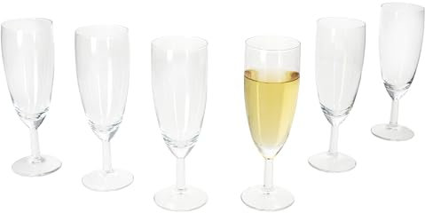MamboCat Royal Lot de 6 flûtes à champagne - 140 ml - Hauteur 16 cm - Flûte à champagne moderne et transparente avec pied - Flûte à champagne pour prosecco, champagne, etc. - Verres transparents pour