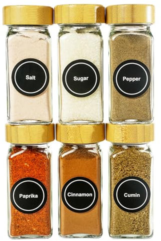 6PCS Condiment Glass Jars/Glass Bottle, Seasoning Containers, Spice Containers,BBQ Seasoning Salt/Pepper Shaker Set, 120ml Empty Spice Bottles