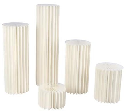 Jarrones de columna de flores de cartón para boda, soporte plegable para flores, columna decorativa blanca cilíndrica de compromiso, juego de flores, jarrón de pie, mesas de fiesta, decoraciones